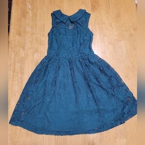 EUC xhilaration teal blue lace collared dress